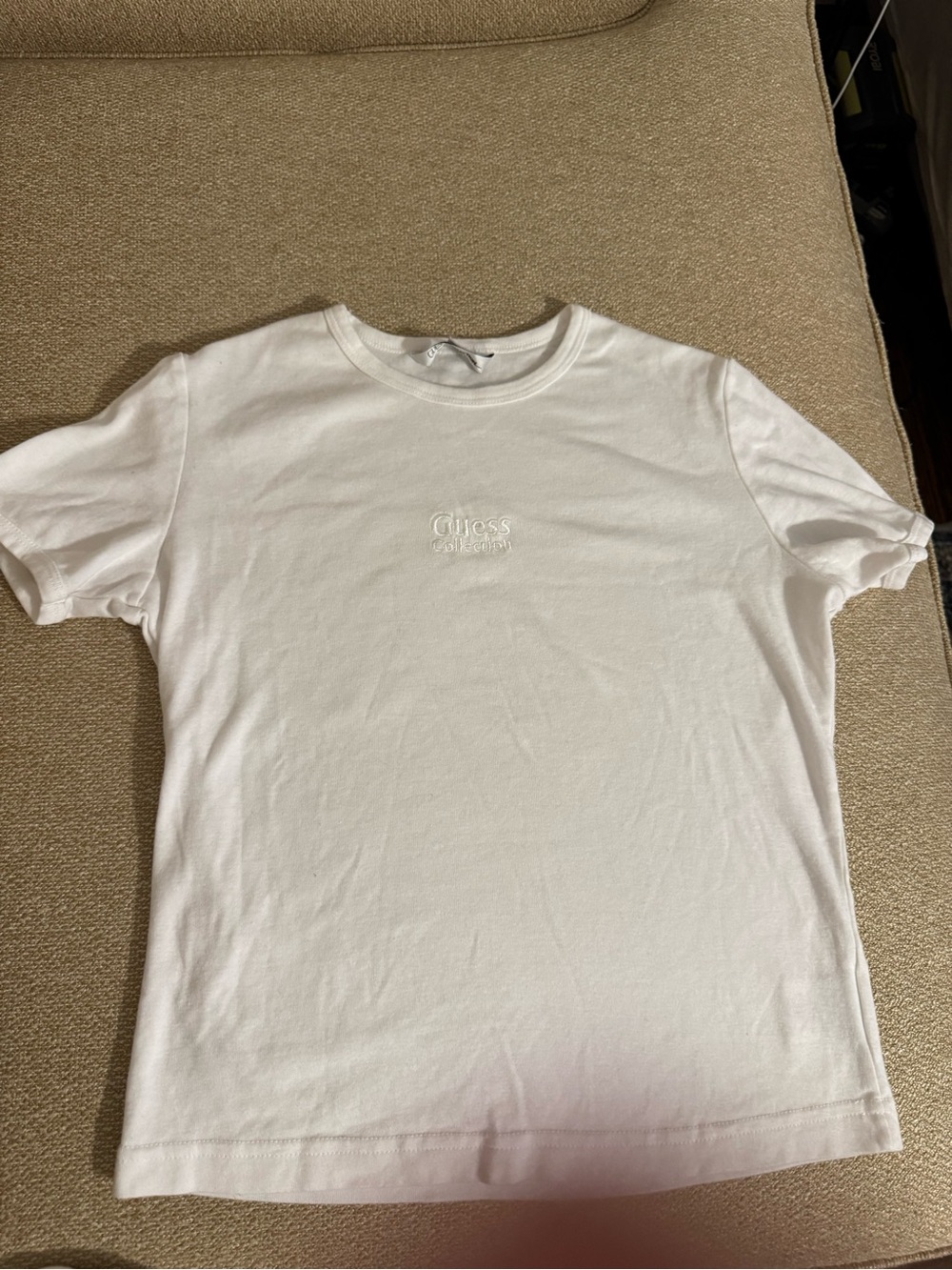 Guess White Short-Sleeve Logo Crew T-Shirt